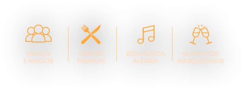 Família e Amigos · Carnes Premium · Boa Música, Alegria · Momentos Inesquecíveis